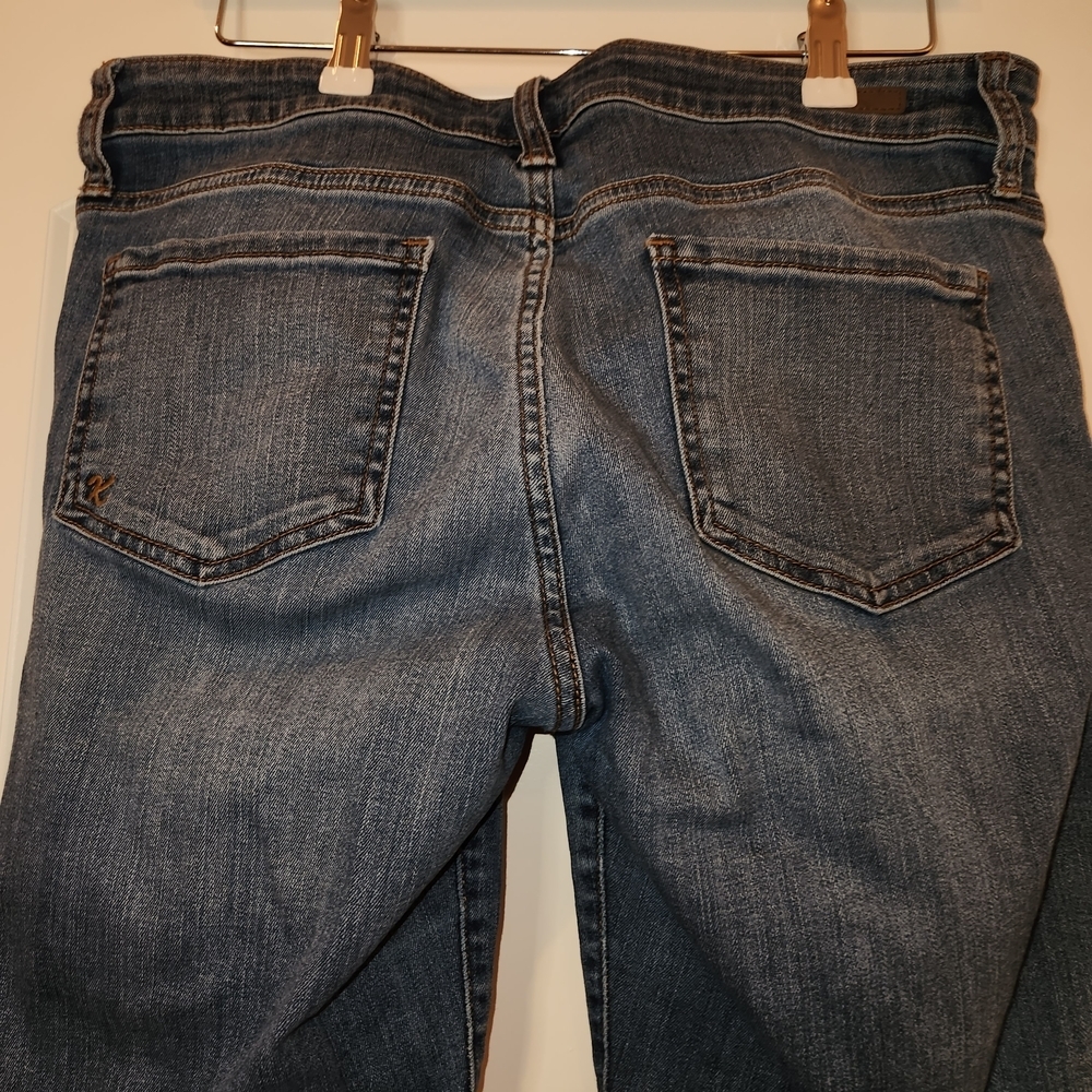 Kut From The Kloth Catherine Boyfriend Patchwork Jeans Size 10 Frayed Raw Hem - Picture 8 of 15